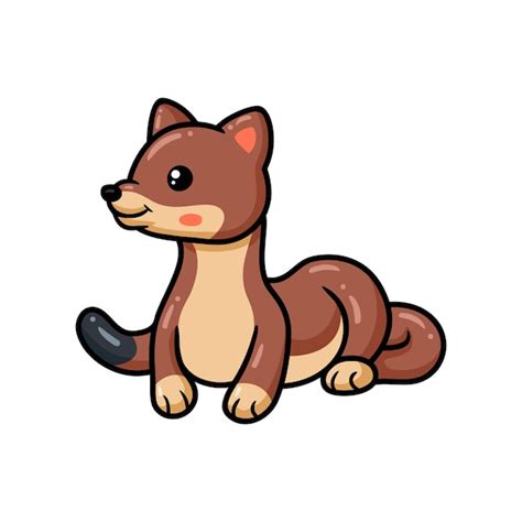 Premium Vector Cute Little Weasel Cartoon Posing