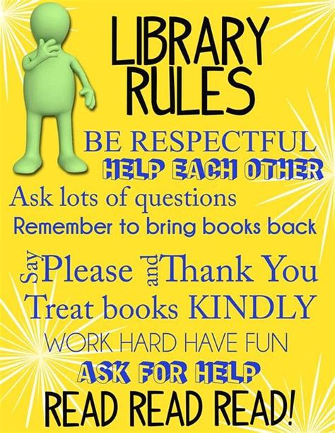 Libraryrules Library Rules Elementary School Library Library Skills
