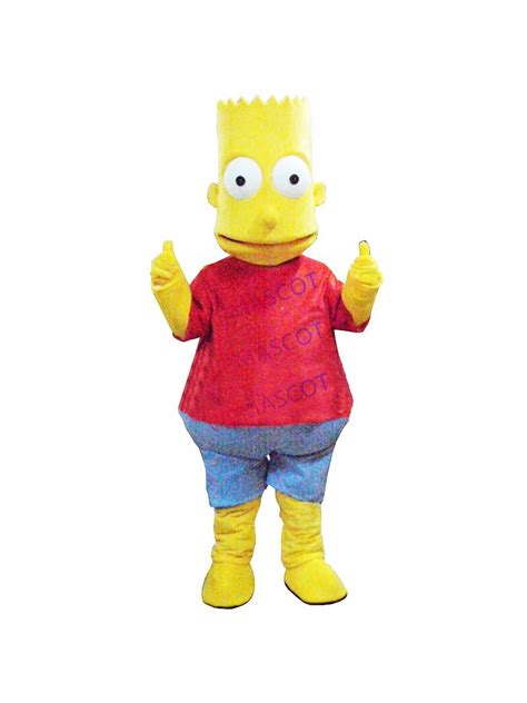 New Bart Simpson Mascot Costume Cosplay Fancy Dress Outfit Free