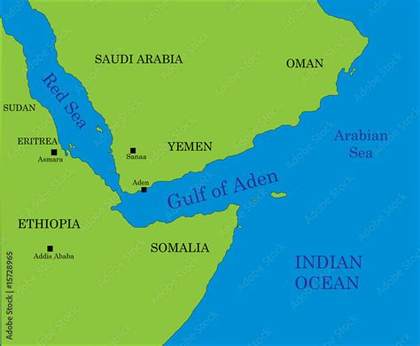 Mappa Del Golfo Di Aden Stock Illustration Adobe Stock