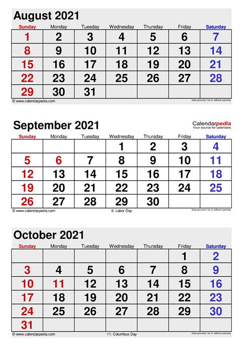 Sepetember 2021 Calendar With Big Numbers Calendar Printables Free Blank