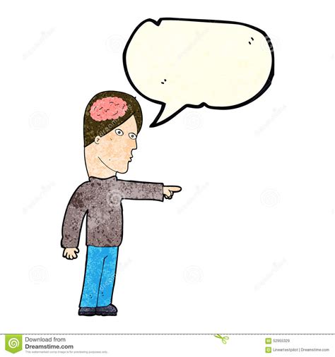 Cartoon Clever Man Pointing With Speech Bubble Stock Illustration