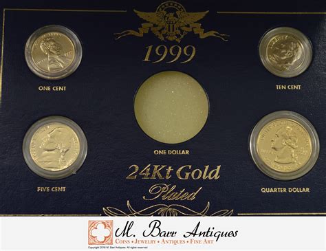 historic coin collection 1999 24kt gold plated set nicely packed us coins property room