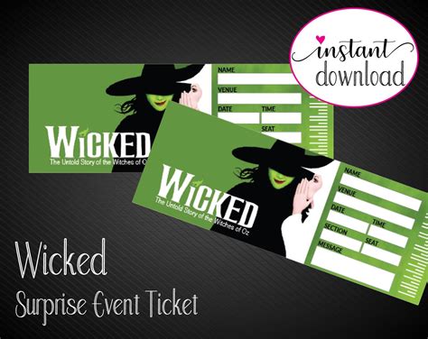 Printable Wicked Broadway Show T Reveal Kaci Bella Designs Wicked