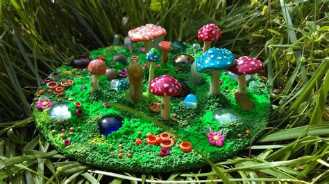 I Made A Crystal Mushroom Scene With Polymer Clay Under A Rock