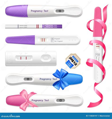 Pregnancy Tests Set Positive And Negative Result Examination Test Pregnant Woman Vector
