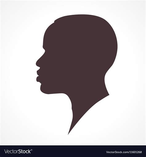 African Man Face Silhouette Isolated On White Vector Image On