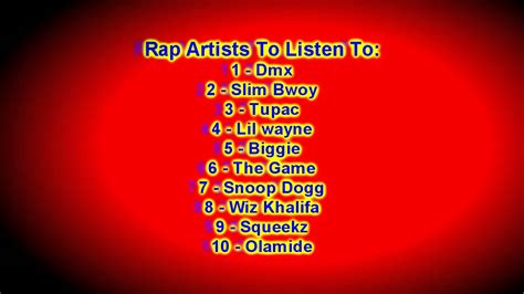 Top 10 Rap Artists To Listen To Youtube