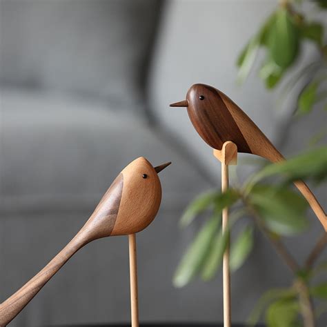 Wooden Birds Statues Hand Carving Decoration Craft Solid Wood Etsy