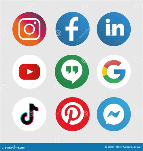 Collection Of Popular Social Media Icons Editorial Photography