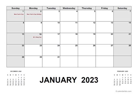 2023 Calendar With Holidays Pdf Free Printable Templates