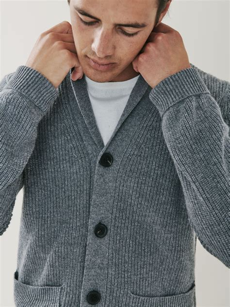 Woodbury Cashmere Blend Shawl Collar Cardigan Grey