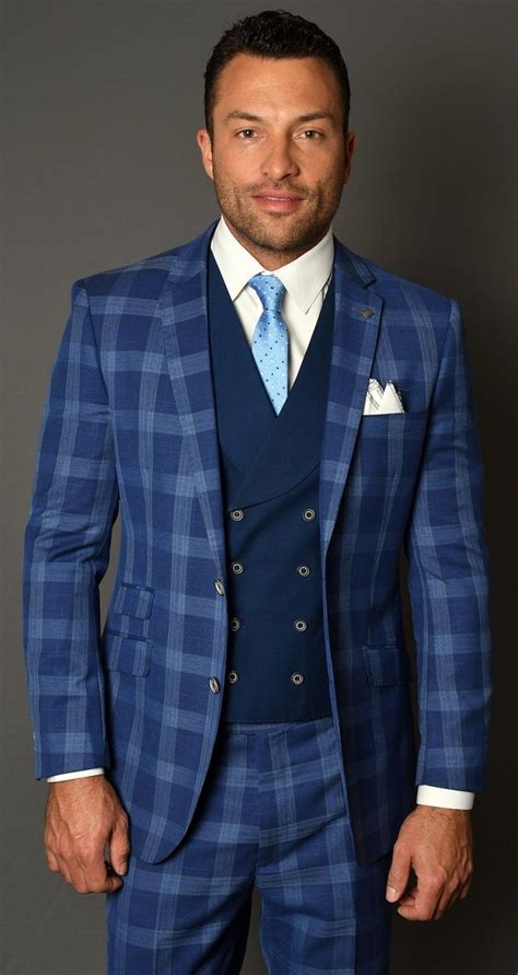 My's men's 3 piece slim fit suit set, one button solid jacket vest pants with tie. Statement Modern Fit 3 Piece Suits