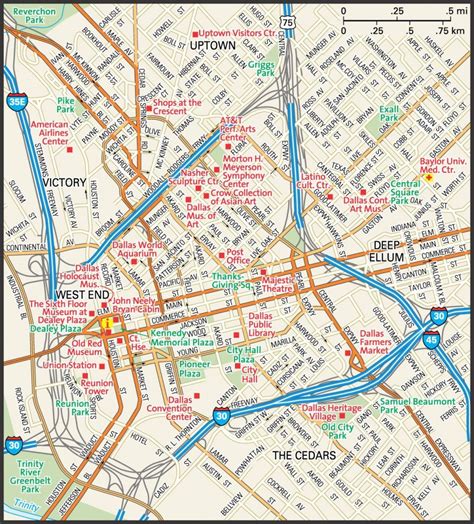 Downtown Dallas Map And Guide Downtown Dallas Street Map Travel