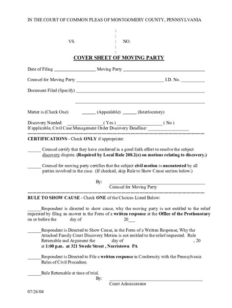cover sheet of respondent rule montgomery county pa fill out and sign online dochub