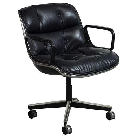 Knoll Pollock Used Leather Conference Chair, Black - National Office ...