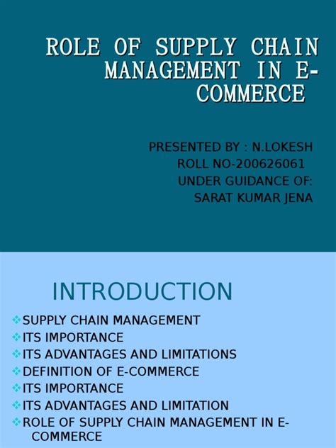 Role Of Supply Chain Management In E Commerce E Commerce Supply Chain