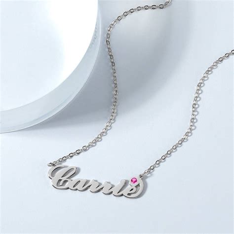 Personalized Birthstone Birthday T Name Necklace