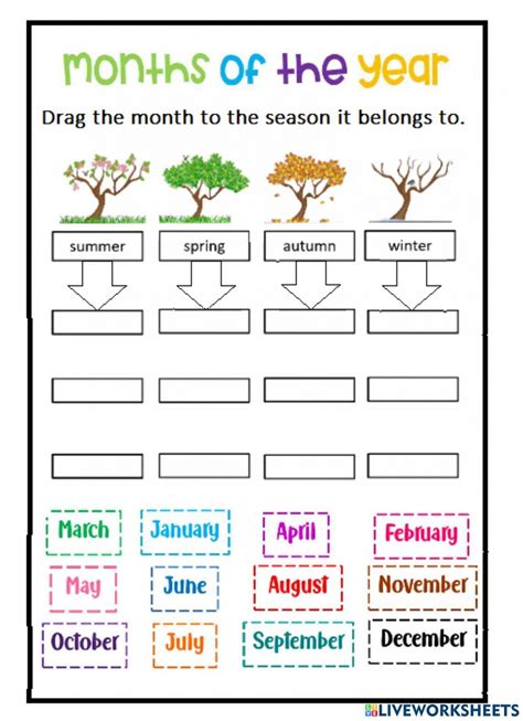 Months Of The Year Worksheet For Students To Practice Their Language