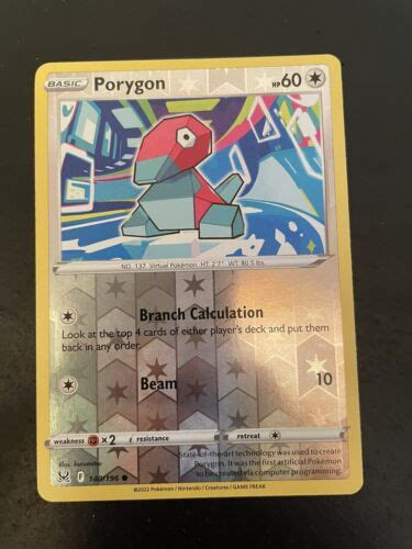 Porygon 140196 Lost Origin Reverse Holo Common Pokemon Nmmint Ebay