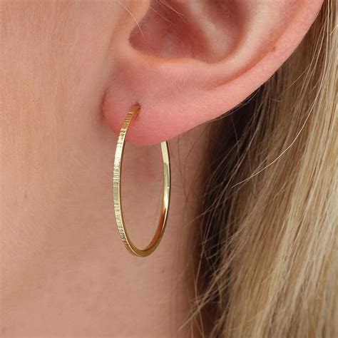 18ct Gold Plated Textured Hoop Earrings By Hurleyburley