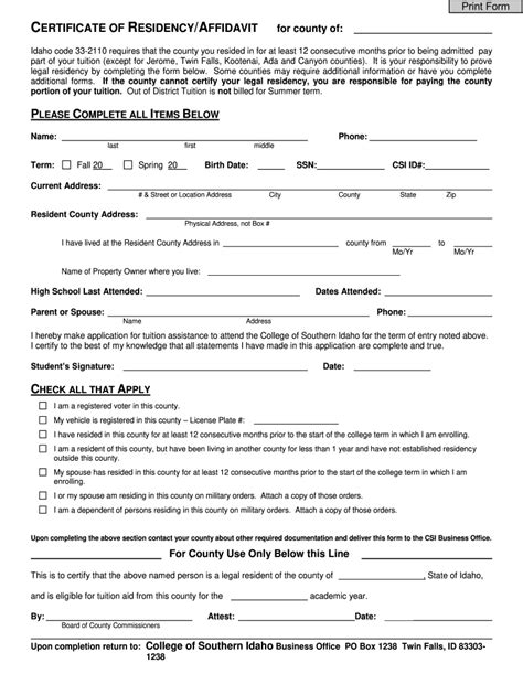 Affidavit Of Residency Illinois 2020 Fill And Sign Printable Template