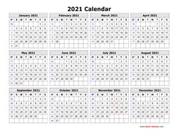 Calendars are important time management tools. Free Download Printable Calendar 2021, large font design ...