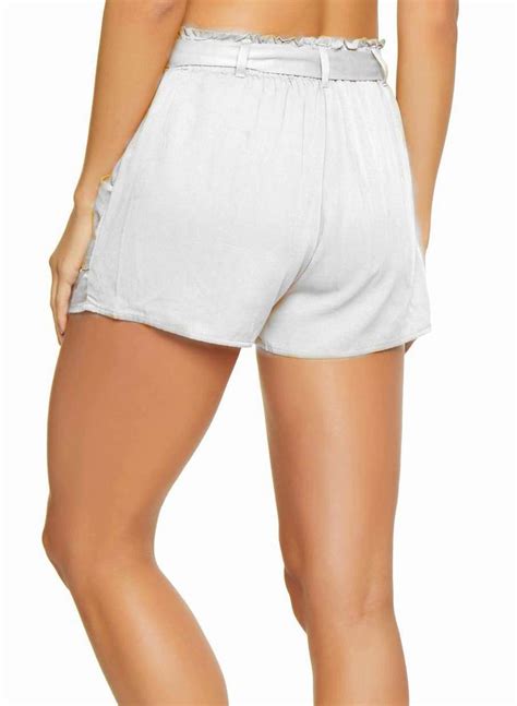 White Plain Blended Cotton Shorts Patrorna 3214763
