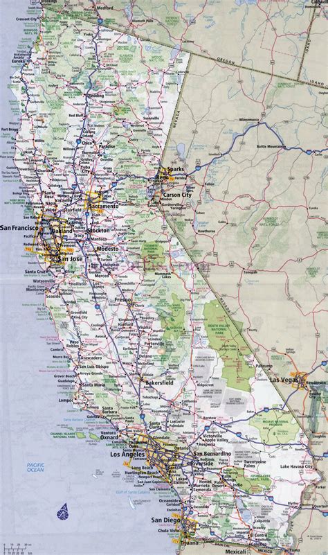 Large Detailed Road And Highways Map Of California State