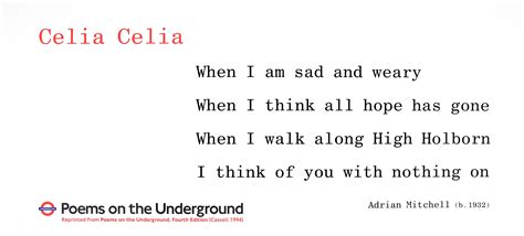 Celia Celia Poems On The Underground