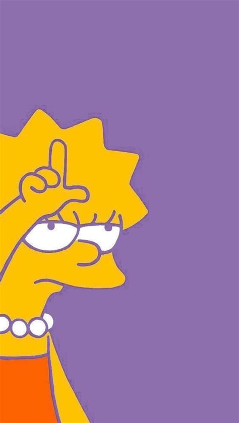 Lisa Simpson “l” On Forhead Purple Background Aesthetic Simpson Purple Backgrounds Purple