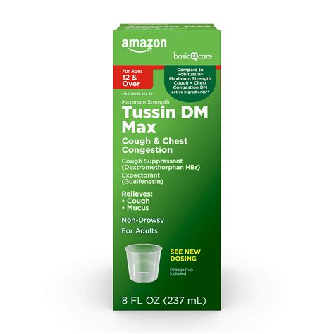 Amazon Basic Care Tussin Dm Max Cough And Cold Syrup Maximum Strength
