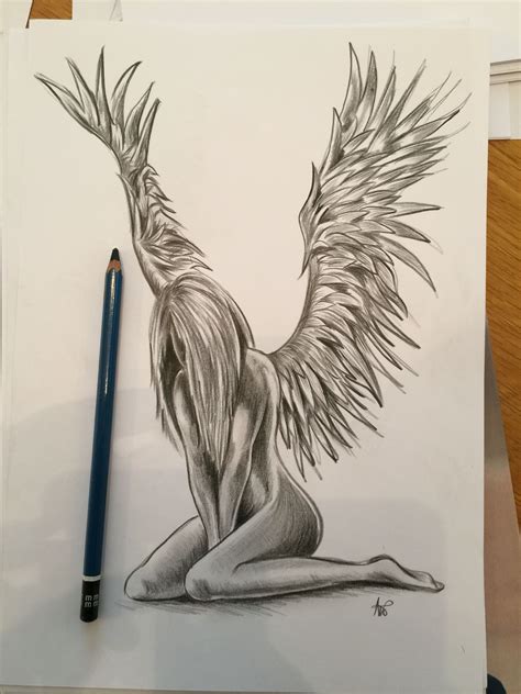 Angel Tattoo Pencil Drawing Sad Drawings Art Drawings Sketches Pencil