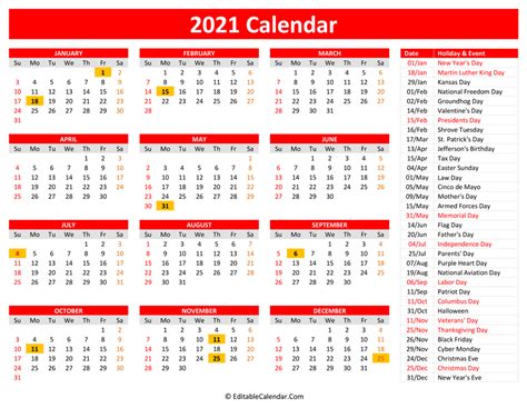 Feel free to play with the different options and see what you get. 2021 Printable Calendar with Holidays