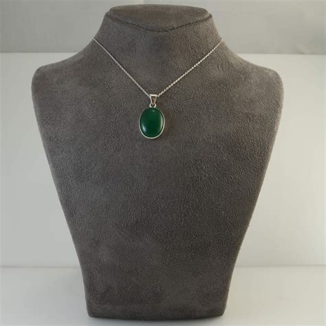 Green Jade Crystal Oval Stone Pendant Necklace Women Etsy