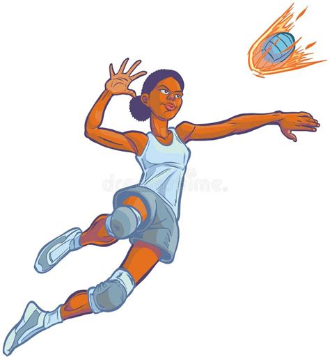 Girl Spiking Volleyball Clipart Vector