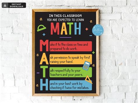 Math Teacher Classroom Poster Printable Math Classroom Rules Etsy Uk