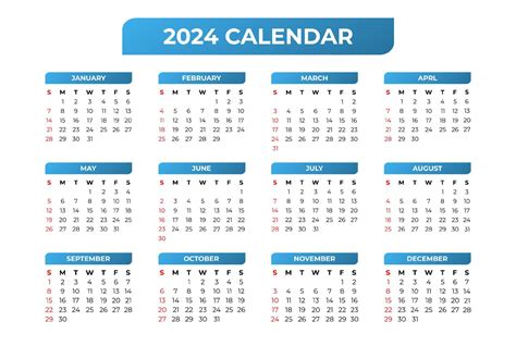 2024 Calendar Template Simple And Easy To Use 4686320 Vector Art At