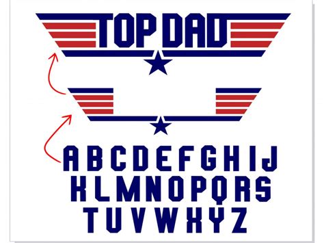 Top Gun Diy Personalize Emblem Top Gun Font Alphabet Letters Svg Top