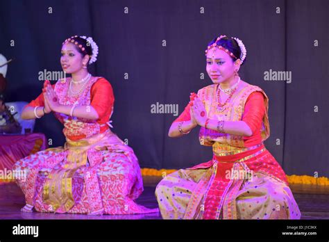 Indian Classical Dancing Couple Performing Sattriya Dance Maharashtra
