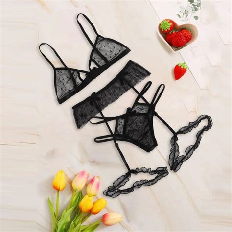 Limea Sexy Lingerie For Hot Sex Ladies Mesh Three Point Suit Black Sexy Mesh See Through Bra