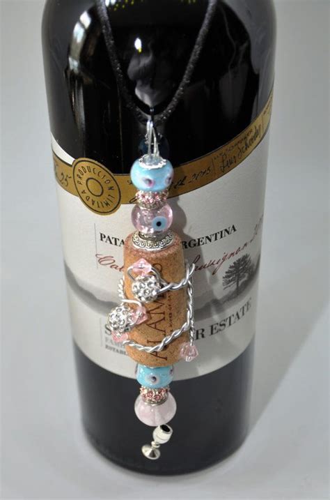 Wine Bottle Hanging Cork Charm Wine Bottle Necklace Wine Etsy Wine