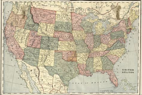 24x36 Poster Map Of The United States Of America 1899