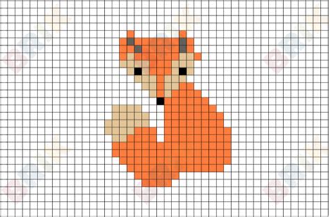 Minecraft Fox Pixel Art Grid