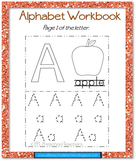 Esl Alphabet Printable Workbook Alphabet Workbook Preschool Teacher