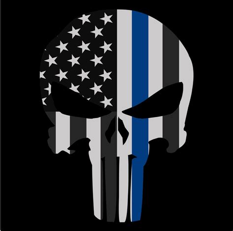 Punisher Skull American Flag Police Blue Line Decal Sticker