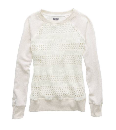 Heather Frost Aerie Eyelet Sweater Crew The Look Of Lace In A Sporty