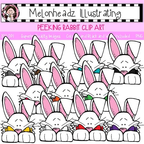 Peeking Bunny Clip Art Single Image Melonheadz Illustrating