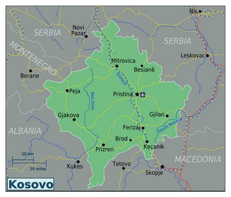 Large Map Of Kosovo Kosovo Europe Mapsland Maps Of The World