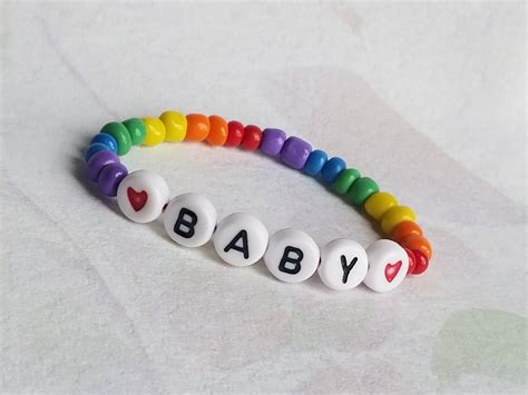 Rainbow Baby Beaded Name Bracelet Personalized Baby Bracelet Etsy Ireland